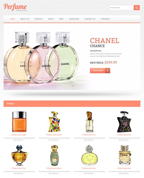 香水外贸企业响应式英文网站模板
